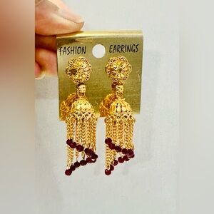 Gold and Red Fashion Earrings